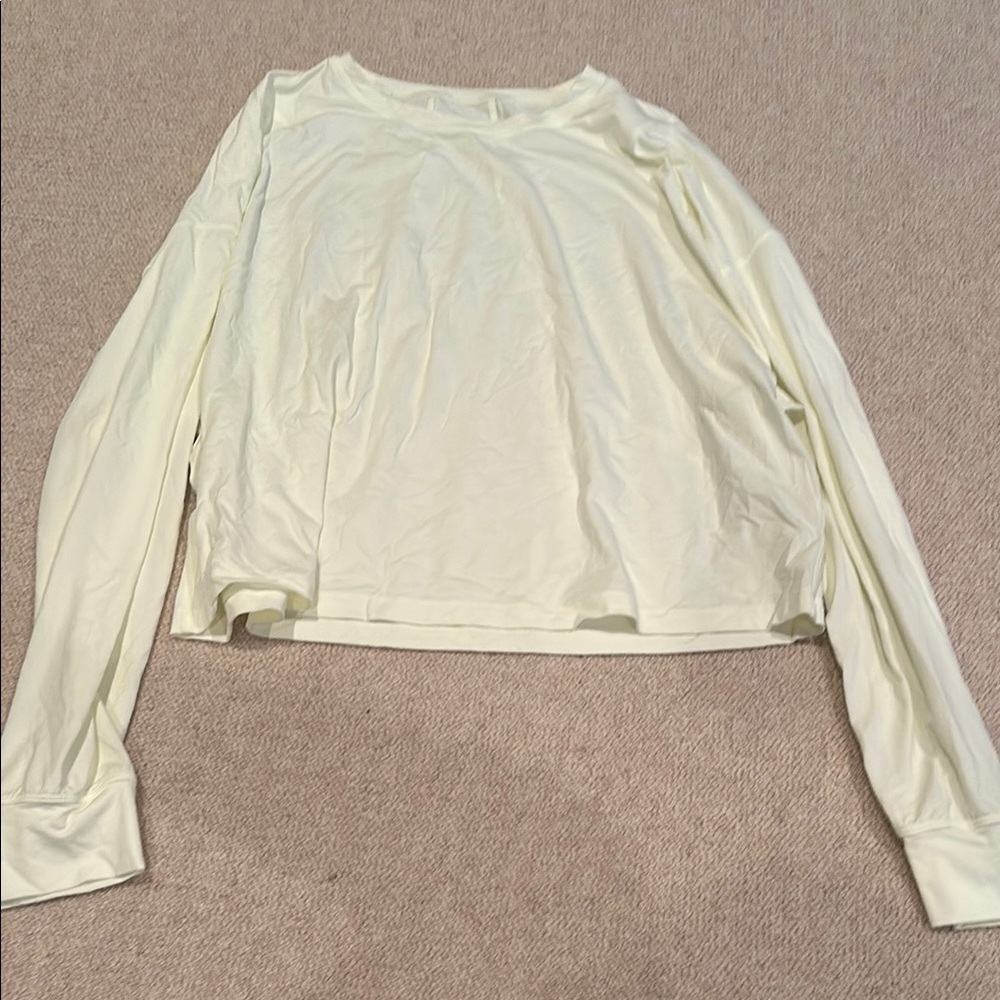 Lululemon Women's Yellow/Cream Long Sleeve Workout Top
